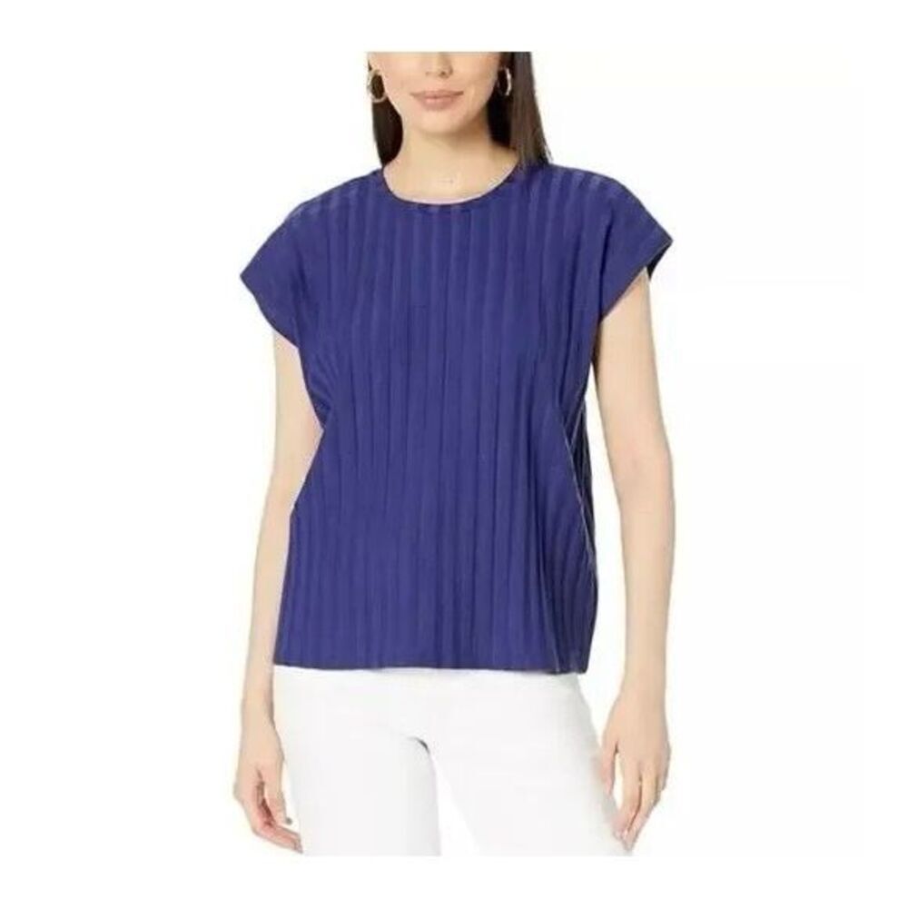 ✨Eileen Fisher Women's Textured Ribbed Knit Cap Sleeve Crew Neck Sz S/P Top✨